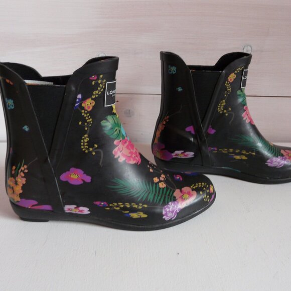 London Fog Piccadilly Rain Boot - Black Multi 6 - Picture 4 of 10